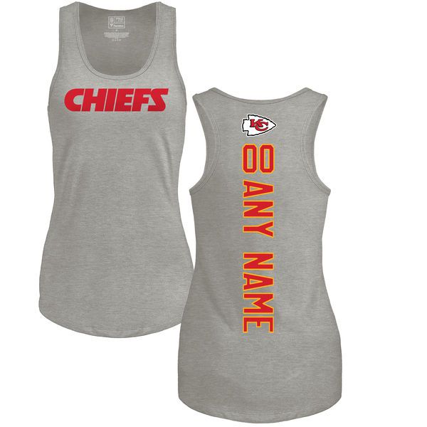 Women Kansas City Chiefs NFL Pro Line by Fanatics Branded Ash Custom Backer Tri-Blend Tank Top T-Shirt